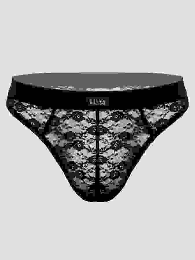 LHM Black Lace Thong, Black, hi-res